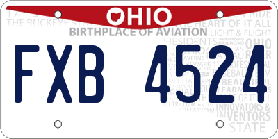 OH license plate FXB4524