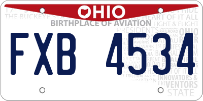 OH license plate FXB4534