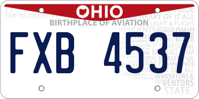 OH license plate FXB4537