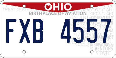 OH license plate FXB4557