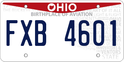 OH license plate FXB4601