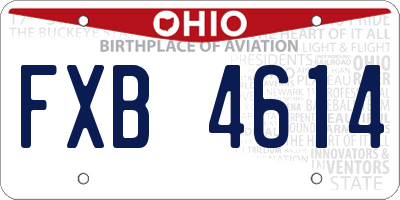 OH license plate FXB4614