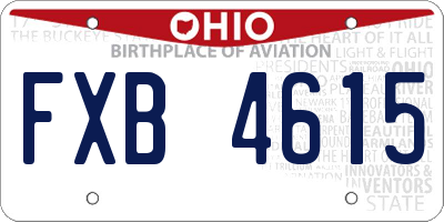 OH license plate FXB4615