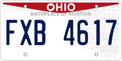 OH license plate FXB4617