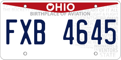 OH license plate FXB4645