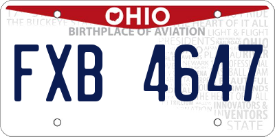 OH license plate FXB4647