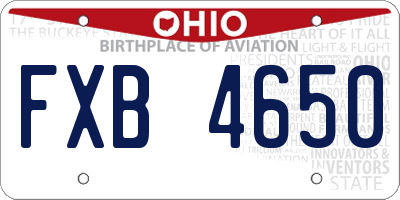 OH license plate FXB4650