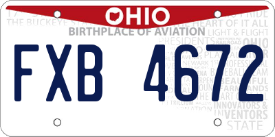 OH license plate FXB4672