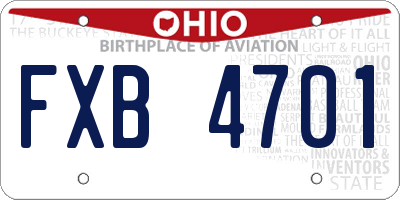 OH license plate FXB4701