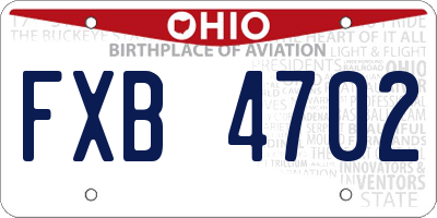 OH license plate FXB4702
