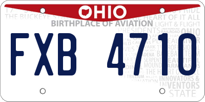OH license plate FXB4710