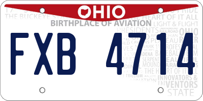 OH license plate FXB4714