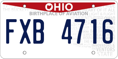 OH license plate FXB4716