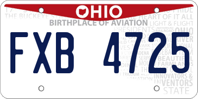 OH license plate FXB4725