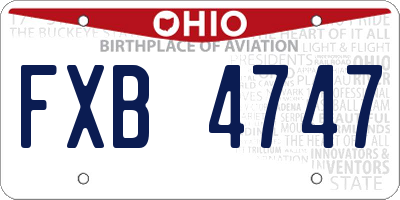 OH license plate FXB4747