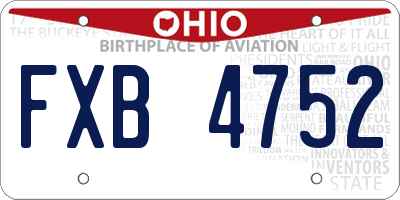 OH license plate FXB4752