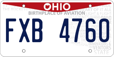 OH license plate FXB4760