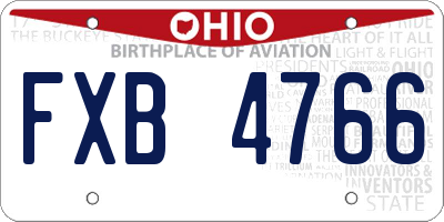 OH license plate FXB4766