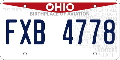 OH license plate FXB4778