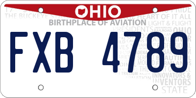 OH license plate FXB4789