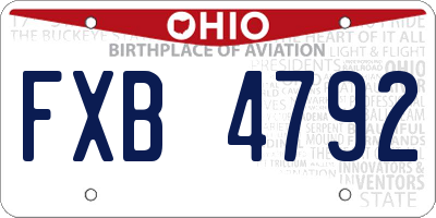 OH license plate FXB4792