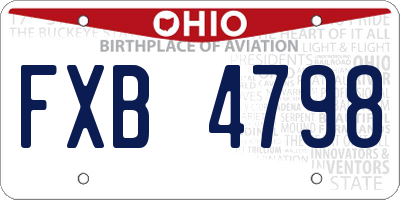 OH license plate FXB4798