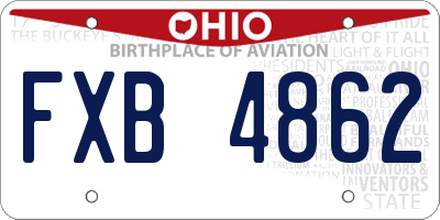 OH license plate FXB4862