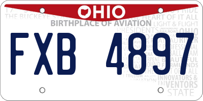 OH license plate FXB4897