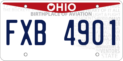 OH license plate FXB4901