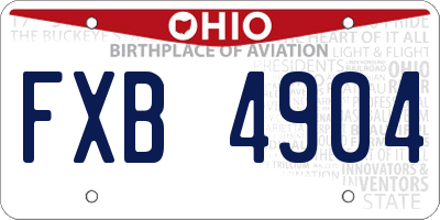 OH license plate FXB4904