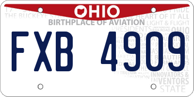 OH license plate FXB4909