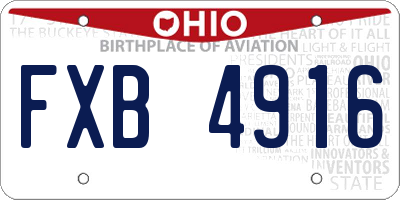 OH license plate FXB4916