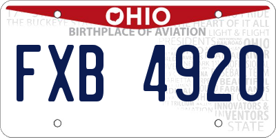 OH license plate FXB4920
