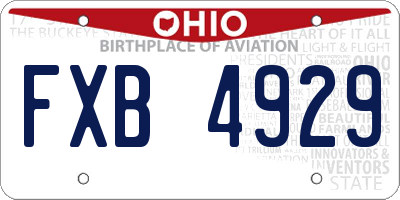 OH license plate FXB4929