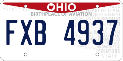 OH license plate FXB4937