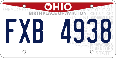 OH license plate FXB4938
