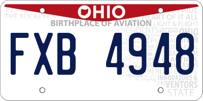 OH license plate FXB4948