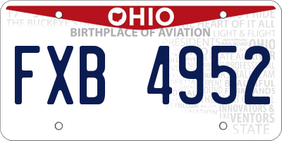 OH license plate FXB4952