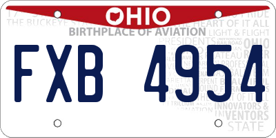 OH license plate FXB4954