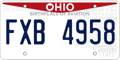 OH license plate FXB4958