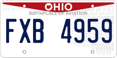OH license plate FXB4959