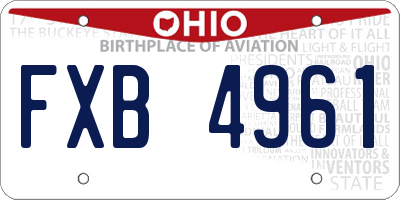 OH license plate FXB4961