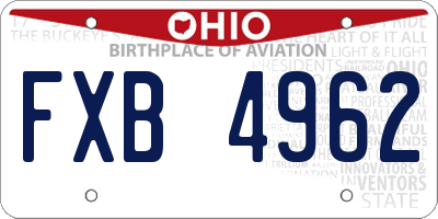 OH license plate FXB4962