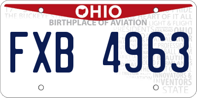 OH license plate FXB4963
