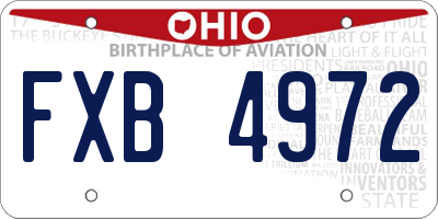OH license plate FXB4972