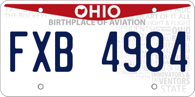 OH license plate FXB4984