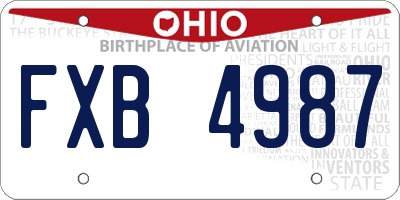 OH license plate FXB4987