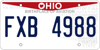 OH license plate FXB4988