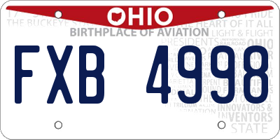 OH license plate FXB4998