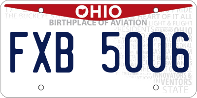 OH license plate FXB5006